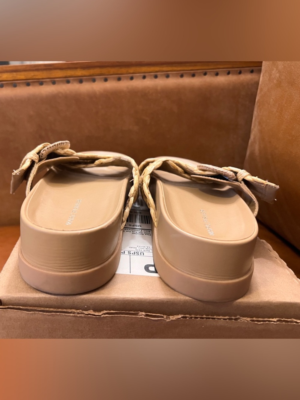 Marc Fisher Woven Buckle Slide Sandal in Natural Beige - Women - Picture 4 of 7